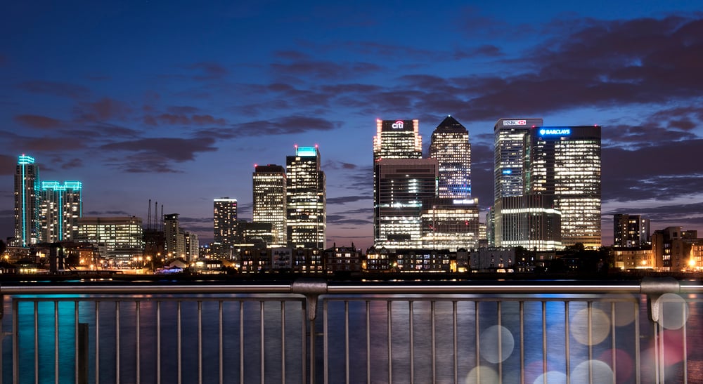 Architekturfotografie  –  Nachtaufnahme  –  Canary Warf-London