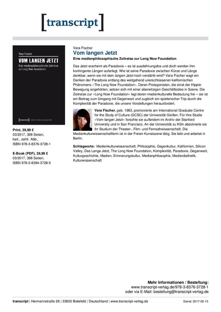 Flyer Monographie Transcript Verlag