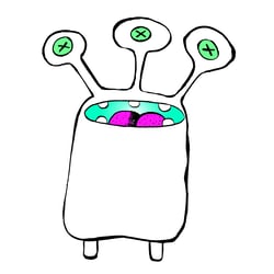 alien No. 2/white, hand and digital illustration 2008