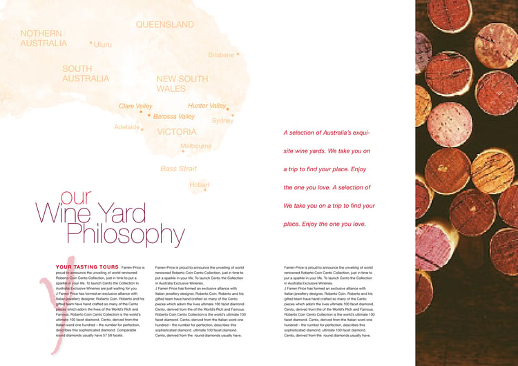 innenseite, image/product folder für the australien wine yard association