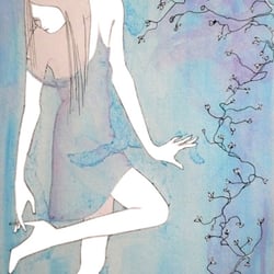 frau auf blau