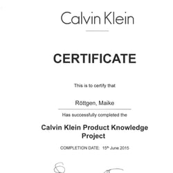 Layout Design calvin klein Urkunde