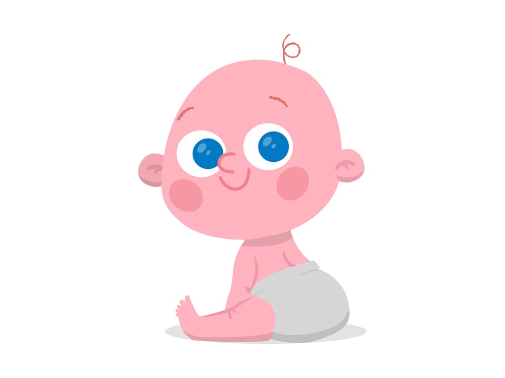 Baby sitzend überrascht