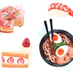 Essen mit Gouache Farbe