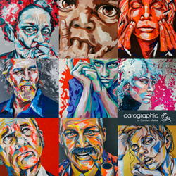 Ausstellung Carolyn Mielke, Malerei, Kunst Cottbus, Bunte Gesichter, Popart