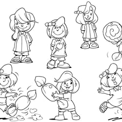 Figurenentwurf mit der Vorgabe, dass die Figur „Peppermint Patty“ der „Peanuts“ ähneln soll.