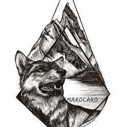 Wolf in den Alpen – Grafik-Illustration