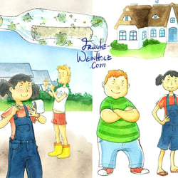 „Holli Sandkorns Abenteuer – Pelzraub in Keitum“, Münstermitte Medienverlag, Aquarell