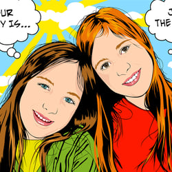 Geschwister | Vektorillustration im Stil Lichtenstein