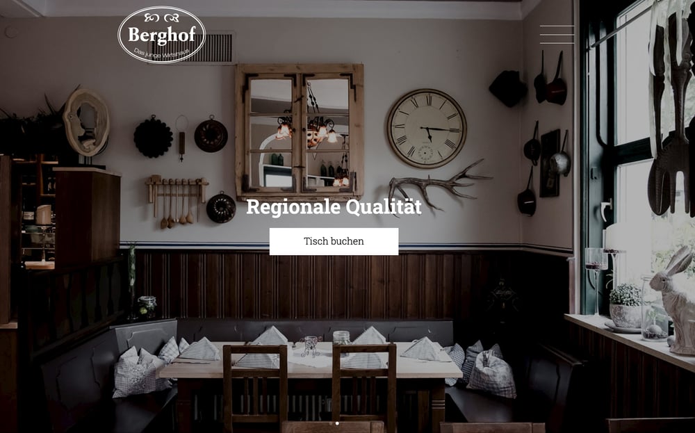 Website für das Wirtshaus Berghof in Augsburg