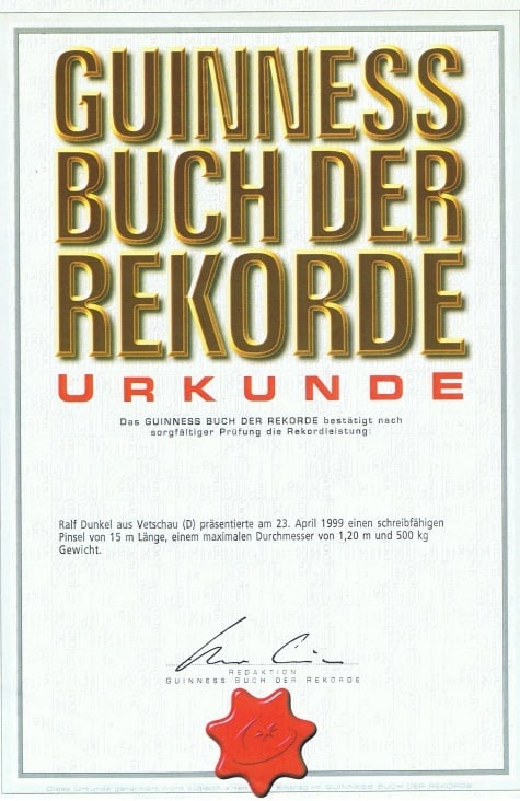Urkunde – Guinness Rekord