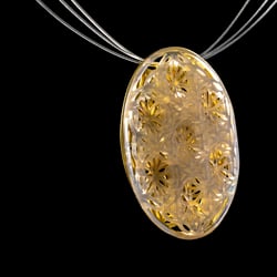 „Fleur“  Halsschmuck, 750/Gelbgold, Nylon