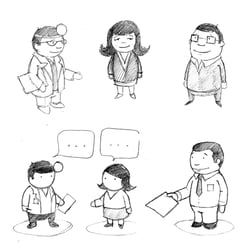 Charakter/Avatar Entwicklungs-Scribbles für Online Anwendung