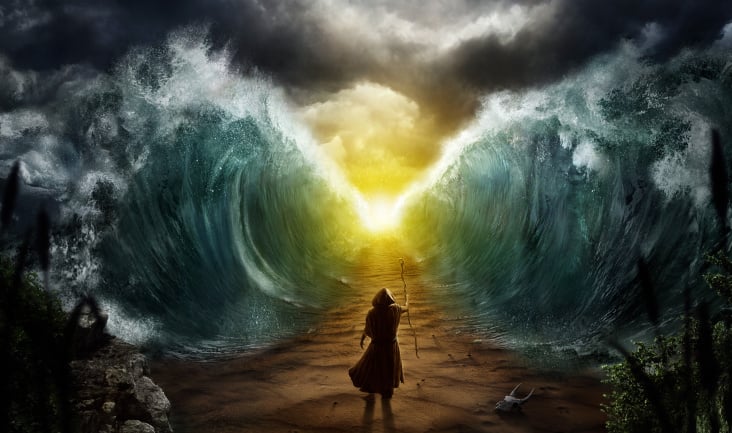 Moses teilt das Schilfmeer