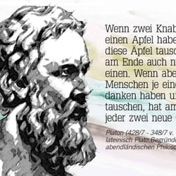 Platon (428/7 – 348/7 v. Chr.) lateinisch Plato, griechischer Philosoph, Begründer der abendländischen Philosophie.