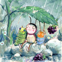 Käfer im Regen, Buchillustration