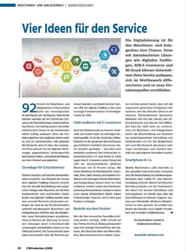 Fachartikel digitale Services im Maschinen- und Anlagenbau