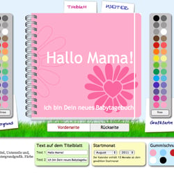 Das Cover kann mit eigenen Fotos, Farben, Designs und Text gestaltet werden.