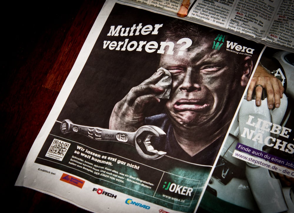 Gedruckte Anzeige im Magazin.