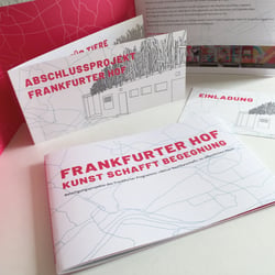 Broschüre »Frankfurter Hof – Kunst schafft Begegnung« in Zusammenarbeit mit KünstlerInnen der HFG Offenbach