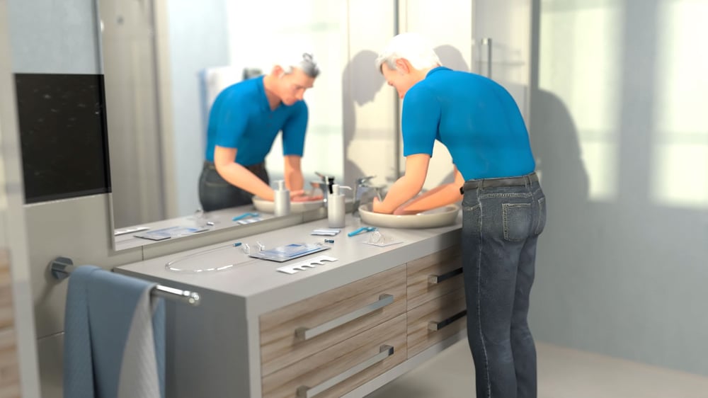 3D-Anwenderanimation UROMED Silikon-Kondom-Urinale: Screenshot aus der Animation