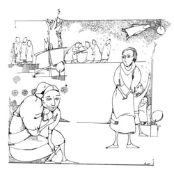 Illustration zum Fabelbuch von Manana Menabde „Und die Zeit verging“