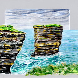 Landschaft Küste – Buntstift und Marker
