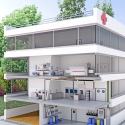 Schnitt durch Krankenhaus für Dr. Weigert GmbH & Co. KG
