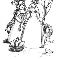Illustration „Ostern“ für eine Einladung vom Waldorfkindergarten