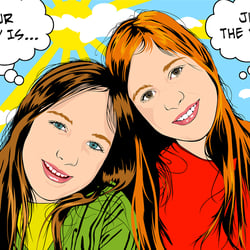 Geschwister | Vektorillustration im Stil Lichtenstein