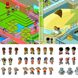 Pixel Illustrationen, Animationen für Mokitown