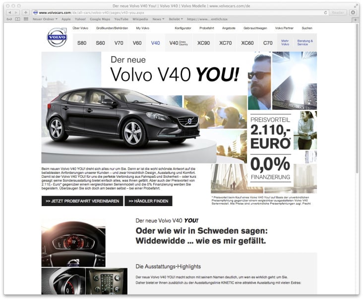 Volvo V40 YOU! – Microsite