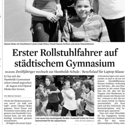Erster Rollstuhlfahrer auf Potsdamer Gymnasium