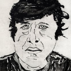 Selbstportrait (Radierung und Aquatinta, 15×20cm, 2011)