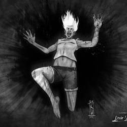 Digitale Schwarz-Weiß Illustration einer Frau