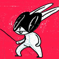 Hase mit Degen