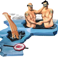 Illustration für die größte Zeitung Finnlands: Helsingin Sanomat. Mit dem Thema geheimes Winterschwimmen