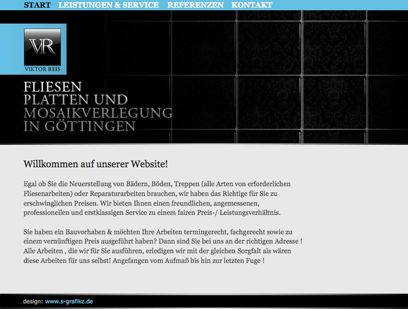 Auftraggeber: VR-Fliesenverlegung, Webdesign und Logoentwicklung, Photoshop, Flash, Illustrator
