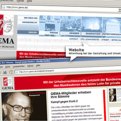 Maßgebliche Gestaltung und Mitwirkung an der Umsetzung der GEMA-Website und Online-Kampagen bis 2007