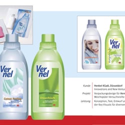 Verpackungsdesign für Vernel Weichspüler-Versuchsreihe, Firma Henkel
