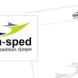 Logo und Geschäftsausstattung für die team-sped Seehafenspedition GmbH, Hamburg