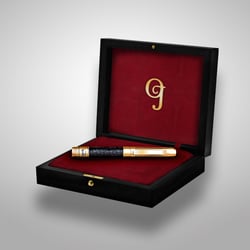 „InPen“ in Gold mit schwarzem Krokoleder in Ebenholzbox