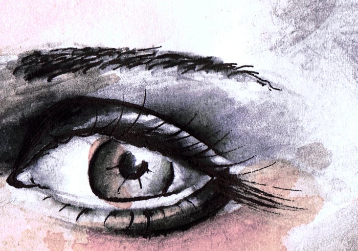 Bleistift/Tinte/Kaffee – Auge
