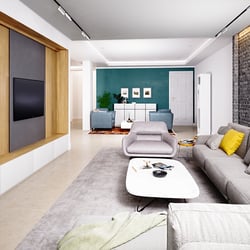 Interior design – a house with blue-green walls