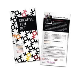 Info Flyer für die Veranstaltung creative. fem. net. Karlsruhe 2015