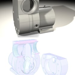 Visualisierung einer Pendelscheibenpumpe in 2 Stilen. Kunde: KOLANT GmbH