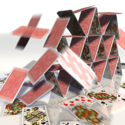 3D-Illustration, Einstürzendes Kartenhaus