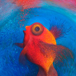 Der Traumfisch Guache Malerei
