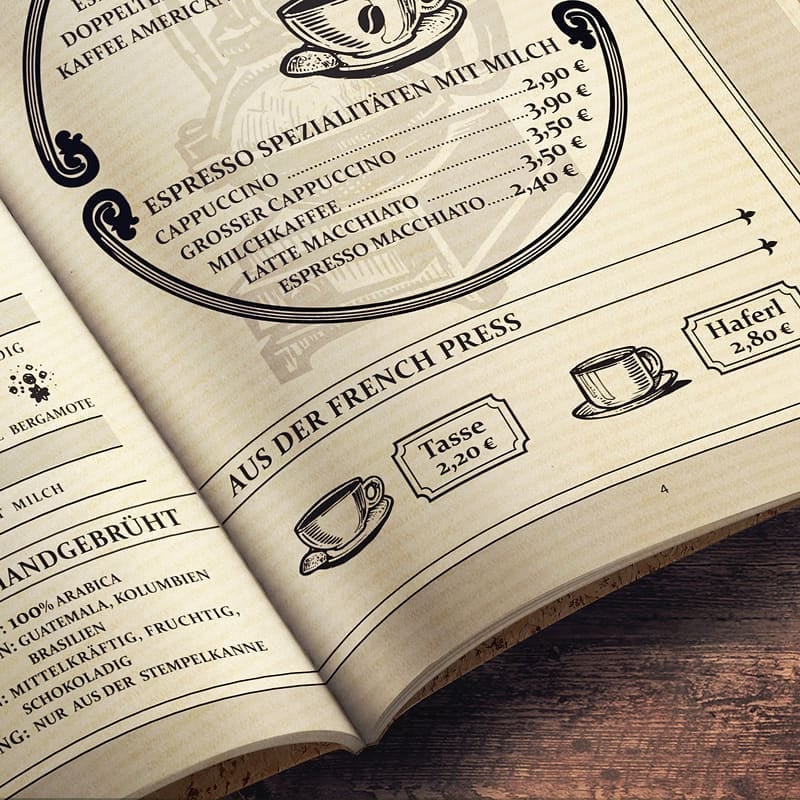 Design Menu for Degginger (Regensburg)