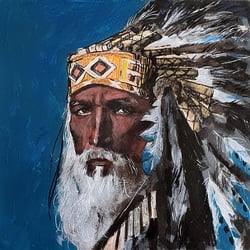 Alter Indianer 30×30cm fine liner/papier